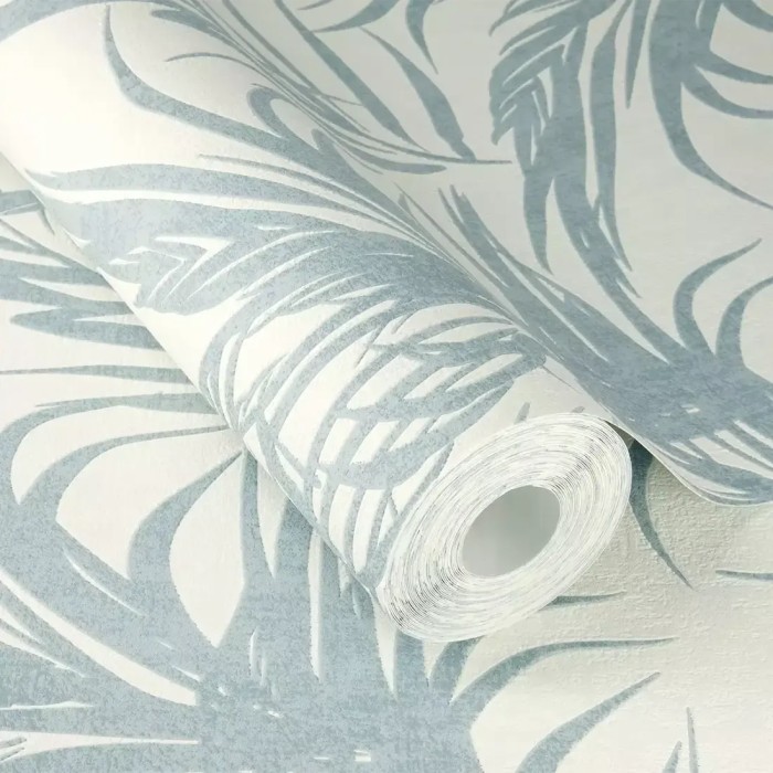 Rasch|Papier peint relief feuilles de palmier bleu|Papier Peint