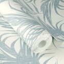 Papel pintado relieve hojas de palmera azul - Rasch Deco Style 314014