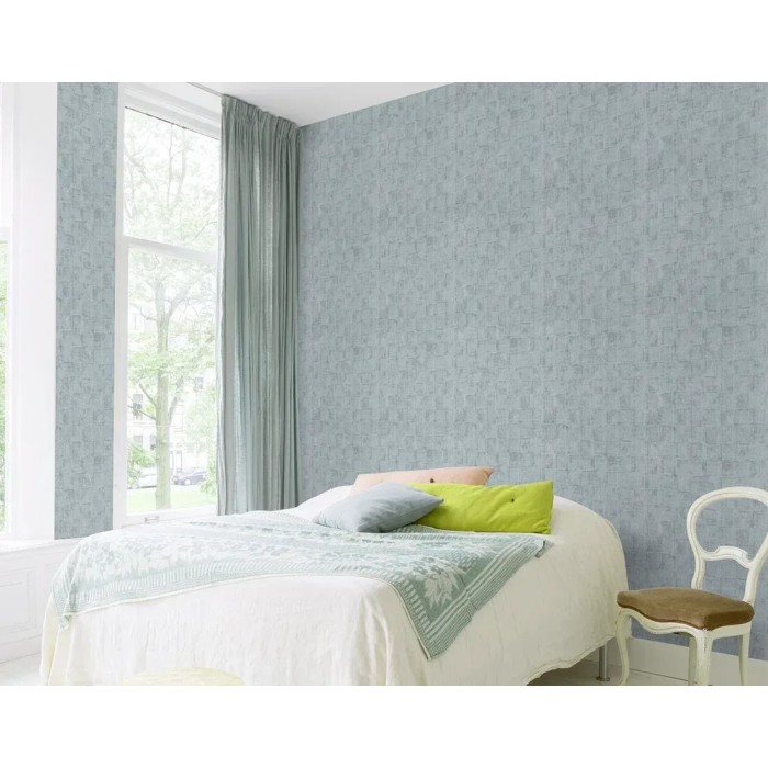 Papel pintado efecto lino grueso azul - Rasch Deco Style 314724