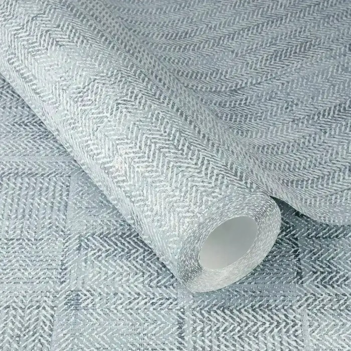 Rasch|Wallpaper thick blue linen effect|Rustic