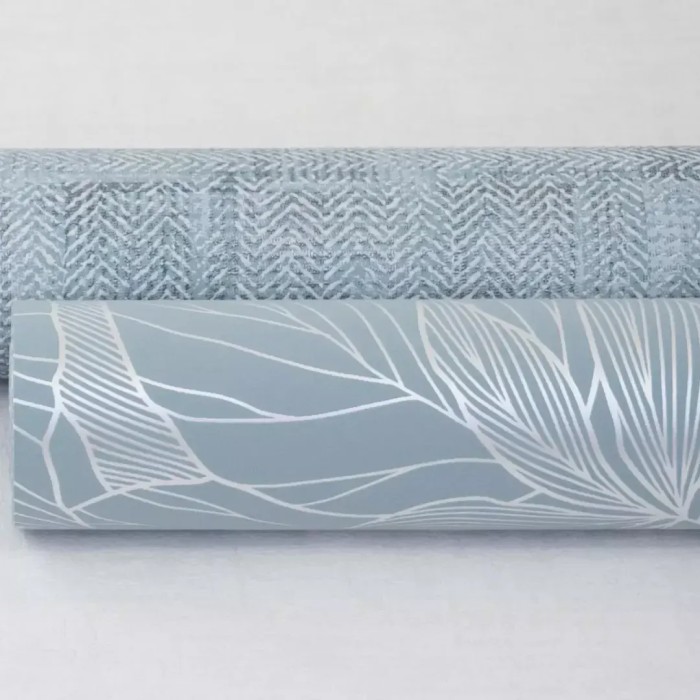 Rasch|Papier peint fleuri grandes feuilles bleu idéal salle de bain|Papier Peint