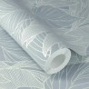 Rasch|Papier peint fleuri grandes feuilles bleu idéal salle de bain|Papier Peint