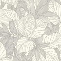 Rasch|Papel pintado floral moderno hojas blanco y plata|Papel Pintado