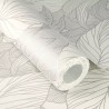 Rasch|Papel pintado floral moderno hojas blanco y plata|Papel Pintado