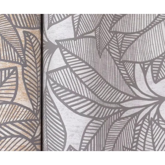 Rasch|Papier peint fleuri feuilles forme d'éventail gris|Papier Peint