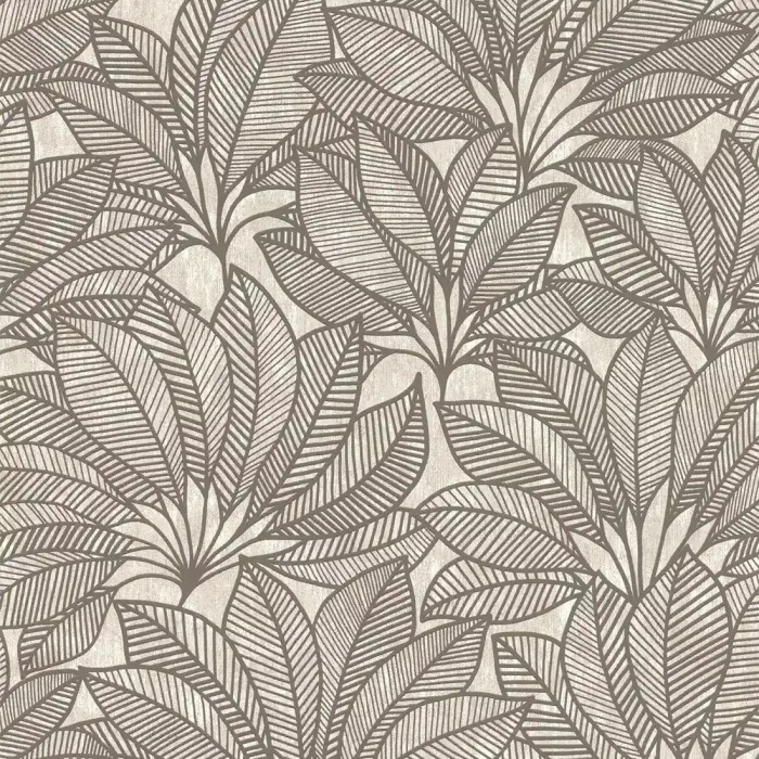 Papel pintado floral estampado de hojas beige - Rasch Deco Style 542653