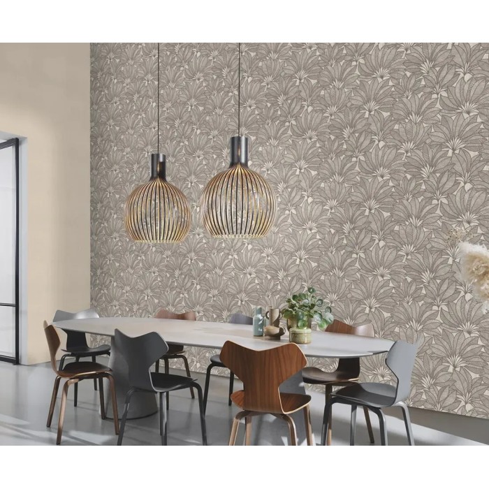 Rasch|Papier peint fleuri imprimé feuilles beige|Papier Peint