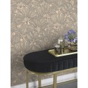 Papel pintado estampado de hojas marrón - Rasch Deco Style 542660