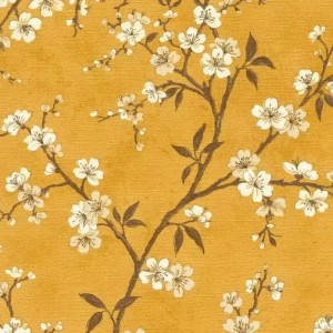 Rasch|Papel pintado flores japonsas azul, cerezo en flor|Flores Japonesas