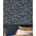 Rasch|Papier peint fleurs japonaises bleu cerisier en fleur|Fleurs Japonaises