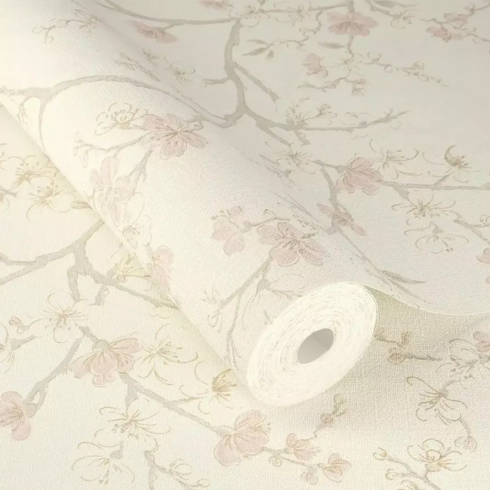 Papel pintado flores japonesas blanco y rosa, ideal dormitorio - Rasch Country Charme 456745