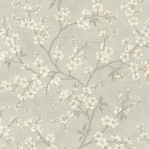 Rasch|Papel pintado flores japonsas azul, cerezo en flor|Flores Japonesas