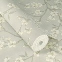 Rasch|Papel pintado floral oriental gris verdoso|Flores Japonesas