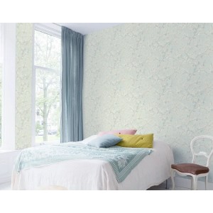 Rasch|Papier peint fleurs japonaises bleu cerisier en fleur|Fleurs Japonaises 2