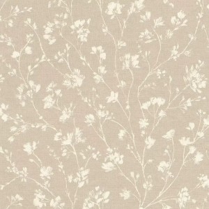Rasch|Papel pintado flores pequeñas gris, efecto lino|Floral