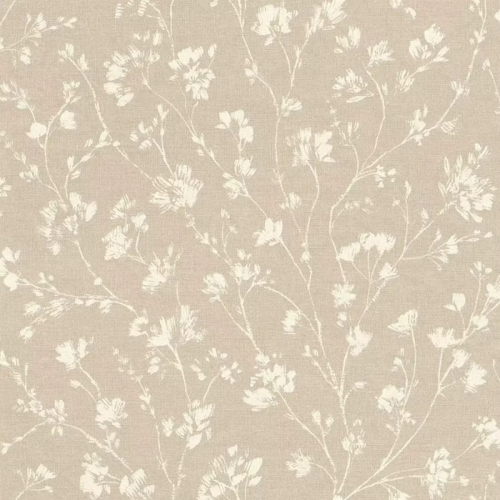 Rasch|Papel pintado floral beige efecto lino|Floral