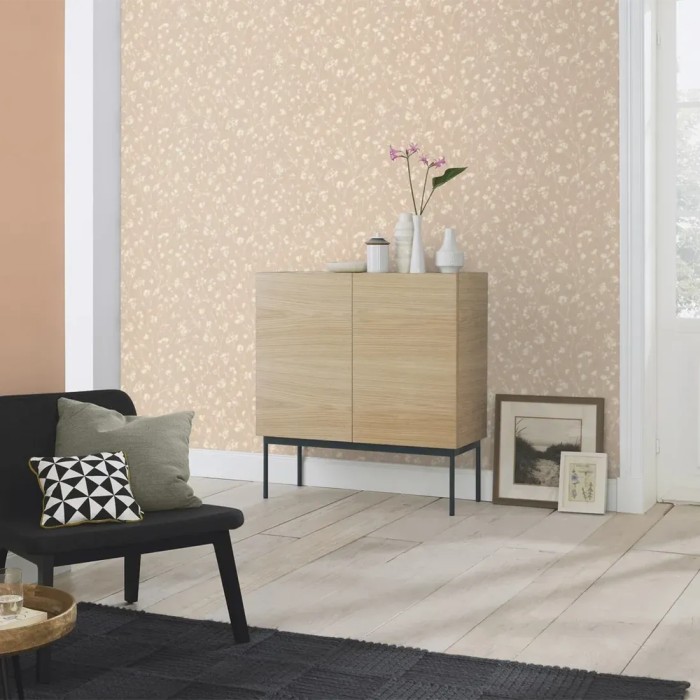 Rasch|Papel pintado floral beige efecto lino|Floral