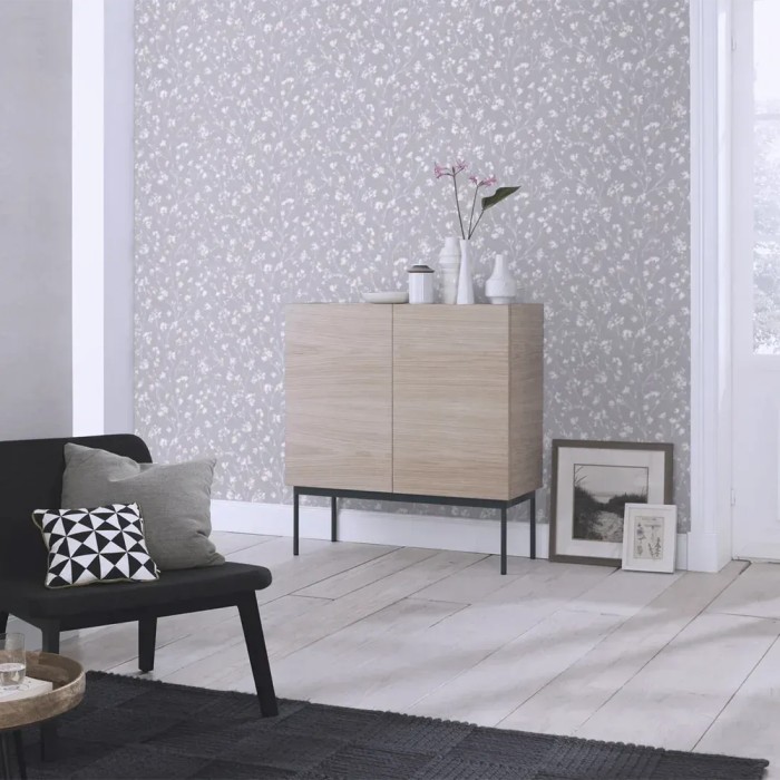 Rasch|Papier peint petites fleurs gris effet lin|Floral