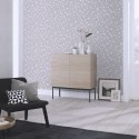 Rasch|Papel pintado flores pequeñas gris, efecto lino|Floral