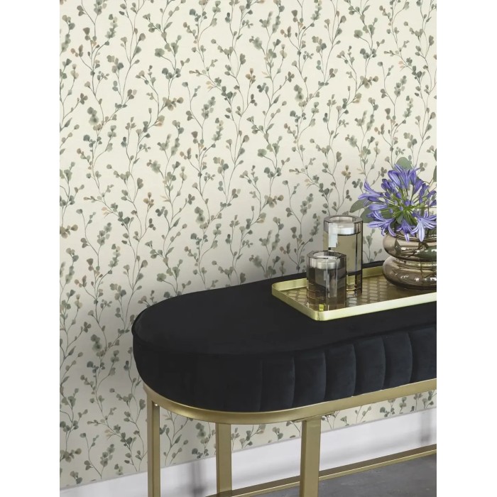 Rasch|Papier peint petites fleurs blanc vert aquarelle|Papier Peint