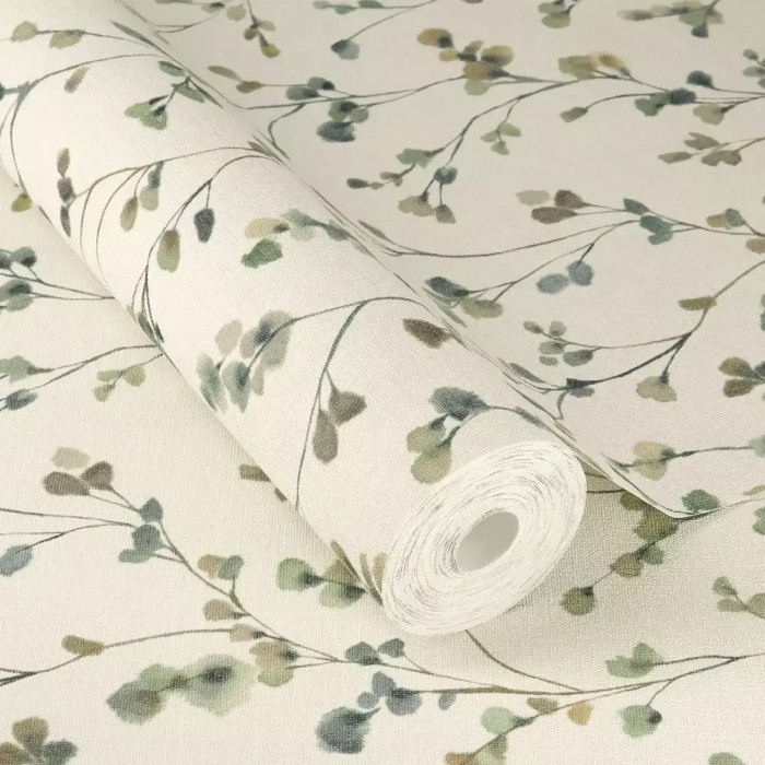 Rasch|Papier peint petites fleurs blanc vert aquarelle|Papier Peint