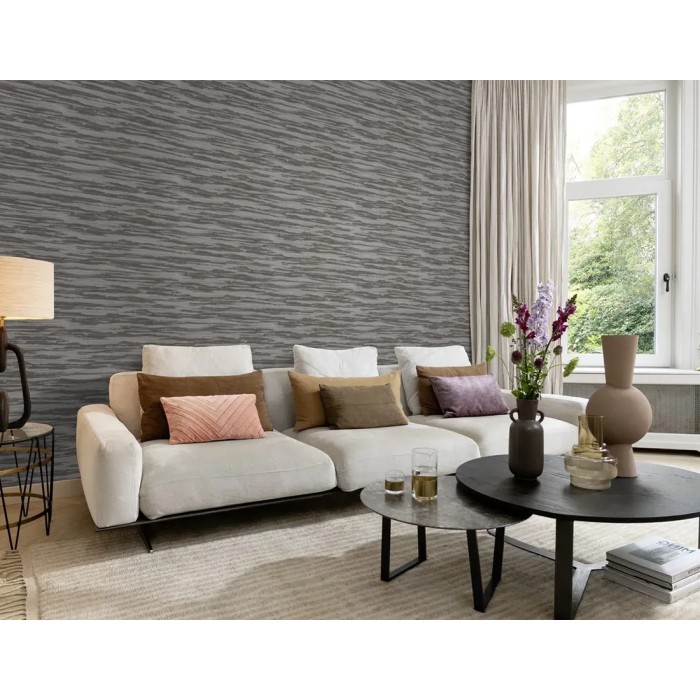 Papel pintado moderno fibras naturales gris - Rasch Amara 720464