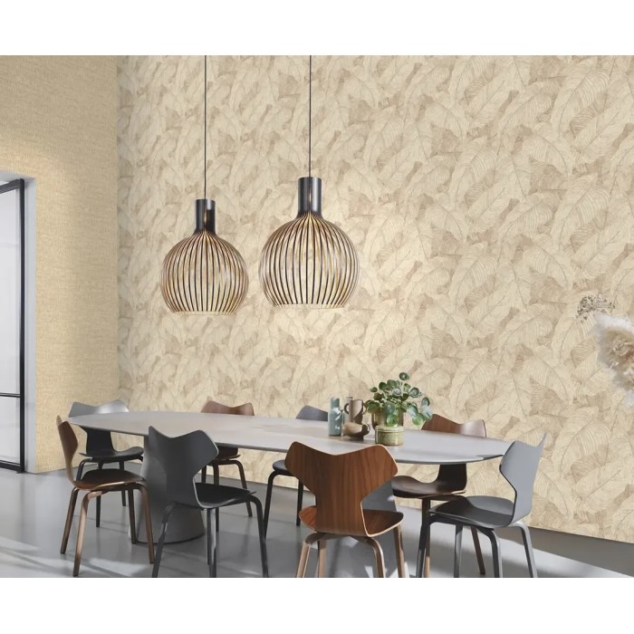 Rasch|Tapete große Blätter beige|Tapeten