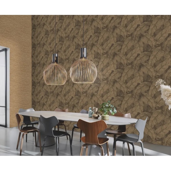Rasch|Papier peint feuilles tropicales brun|Papier Peint