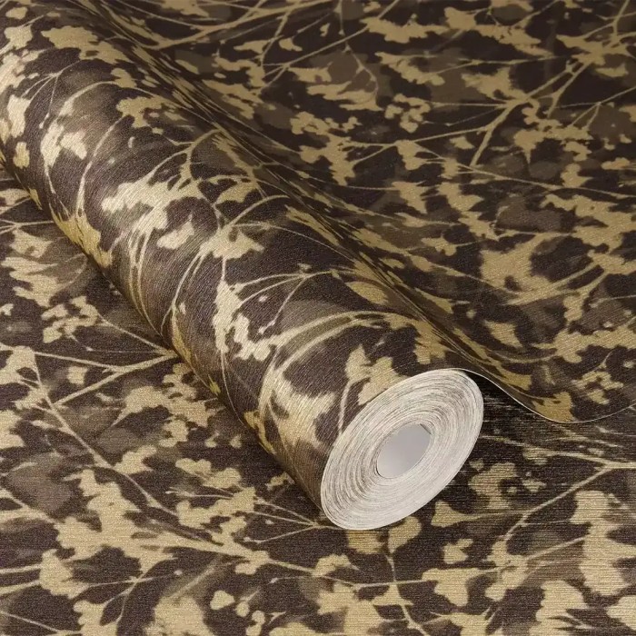 Rasch|Papel pintado flores pequeñas marrón y dorado|Papel Pintado