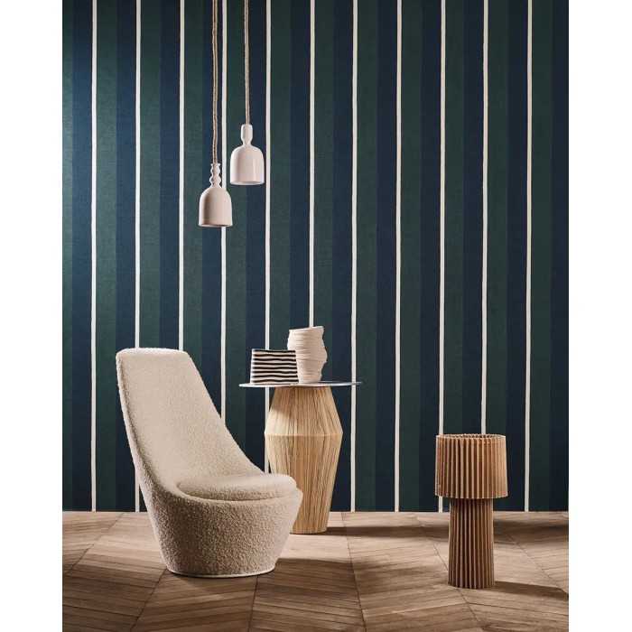 Casamance|Tapete moderne blau-grüne Premium-Streifen|Streifen