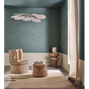 Casadeco|Plain lichen green wallpaper with muslin effect|Solid Colors 2
