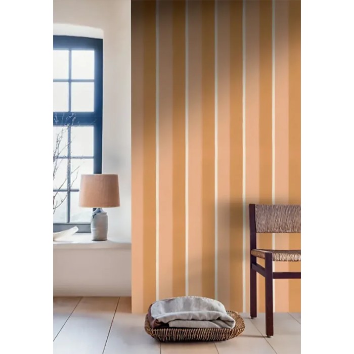 Casamance|Papier peint rayures orange moderne haut de gamme|Rayures