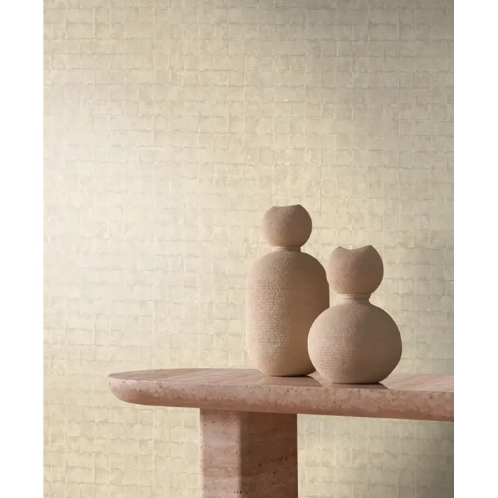 Casamance|Papel pintado azulejo cerámico beige|Imitacion Azulejos