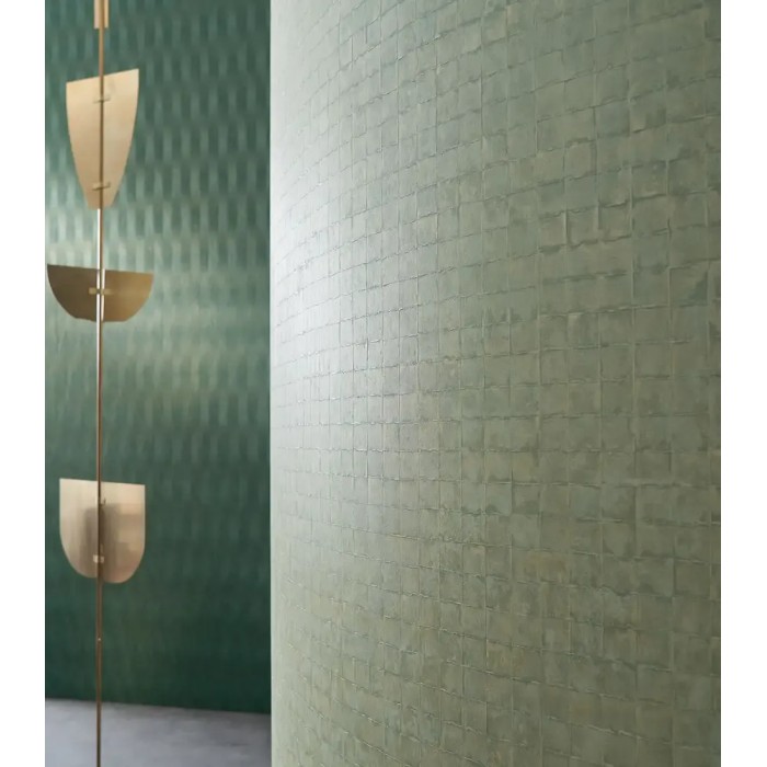Casamance|Papier peint mosaïque carreau céramique vert|Imitation Carreaux