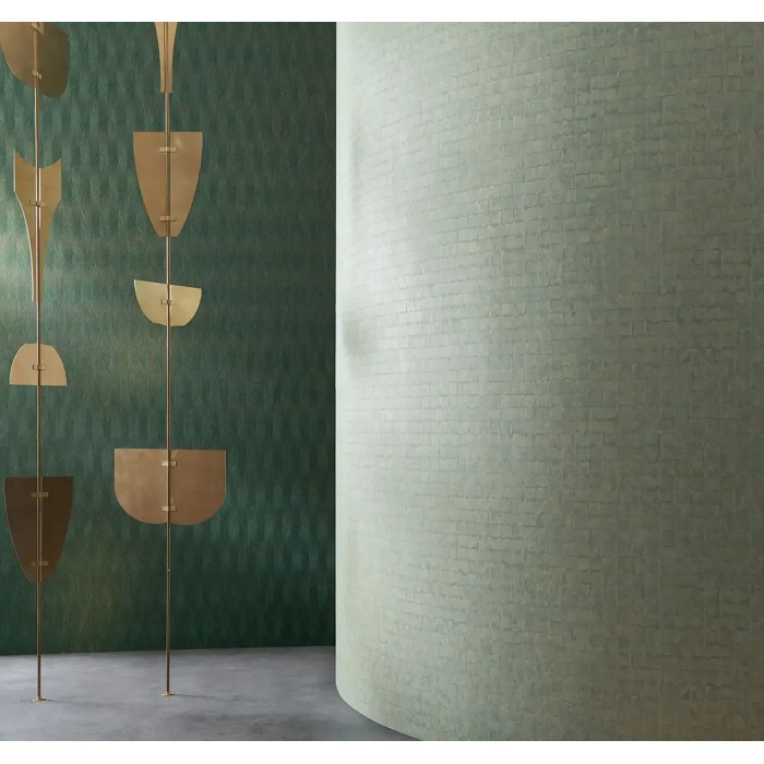 Papel pintado mosaico azulejo cerámico verde - Casamance Texture Cerame 76080610