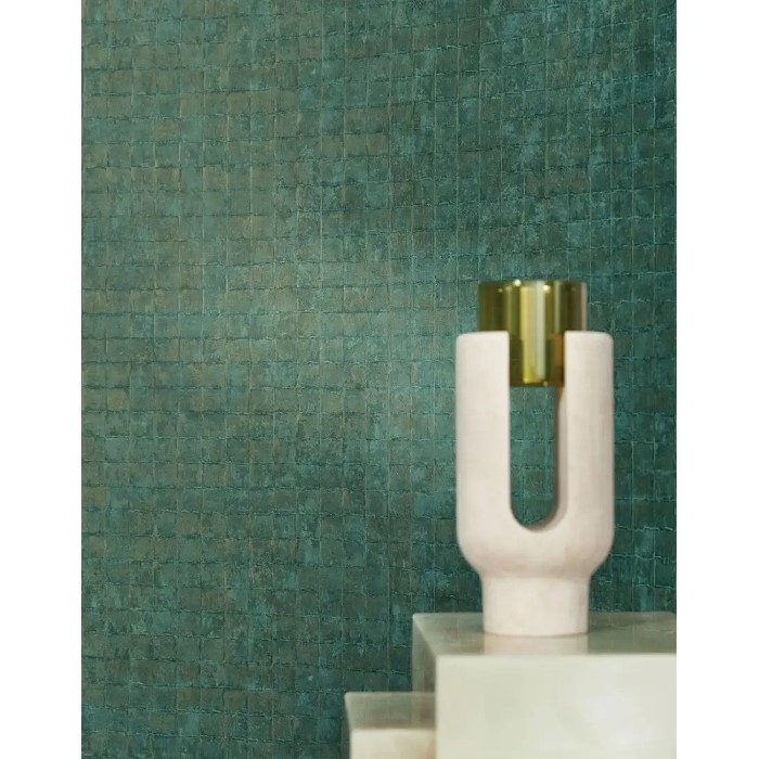 Papel pintado azulejo cerámico verde - Casamance Texture Cerame 76080712