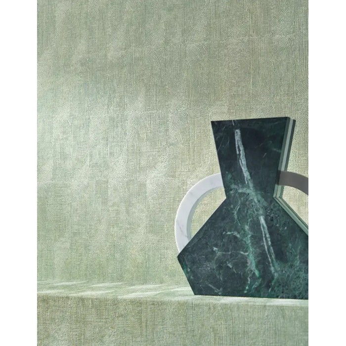 Casamance|Papel pintado cerámica oriental verde porcelana|Papel Pintado