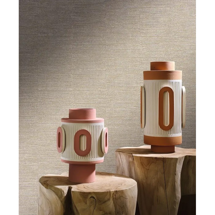 Casamance|Wallpaper metallic greige contemporary style|High-End