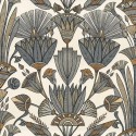 Casamance|Papier peint fleurs égyptiennes blanc et doré|Papier Peint
