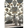 Casamance|Ägyptische Blumentapete weiß-gold|Tapeten
