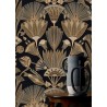Casamance|Papel pintado flores egipcias negro y dorado|Art Deco