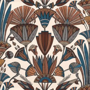 Casadeco|Papier peint Art Déco bleu avec élégantes hirondelles en vol|Art Déco