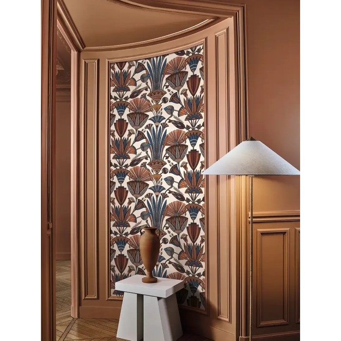 Casamance|Papel pintado flores egipcias crema terracota|Alta Gama
