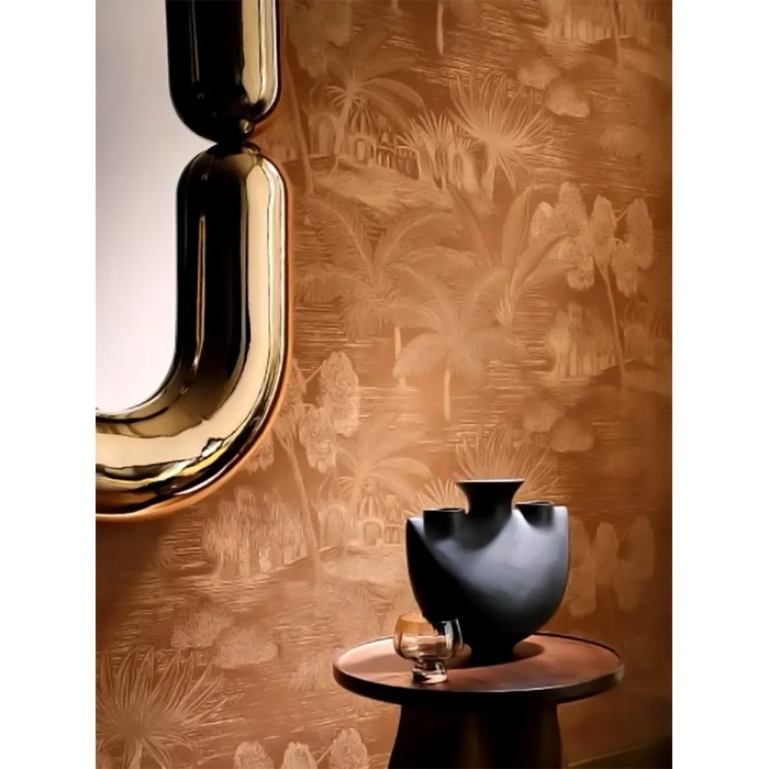 Casamance|Papel pintado oasis con palmeras terracota|Alta Gama
