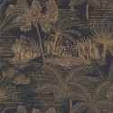 Casamance|Papier peint oasis avec palmiers noir et doré|Figuratif