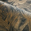 Casamance|Oasen Tapete mit Palmen schwarz-gold|Figurative