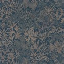 Casamance|Papier peint plantes africaines bleu et doré|Moderne