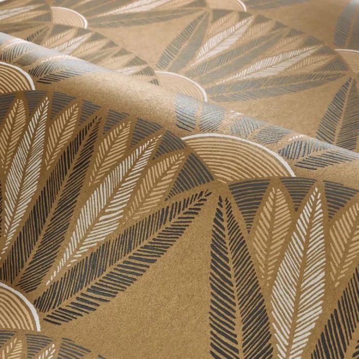 Casamance|Papier peint fleur de lotus égyptienne doré|Haut Gamme