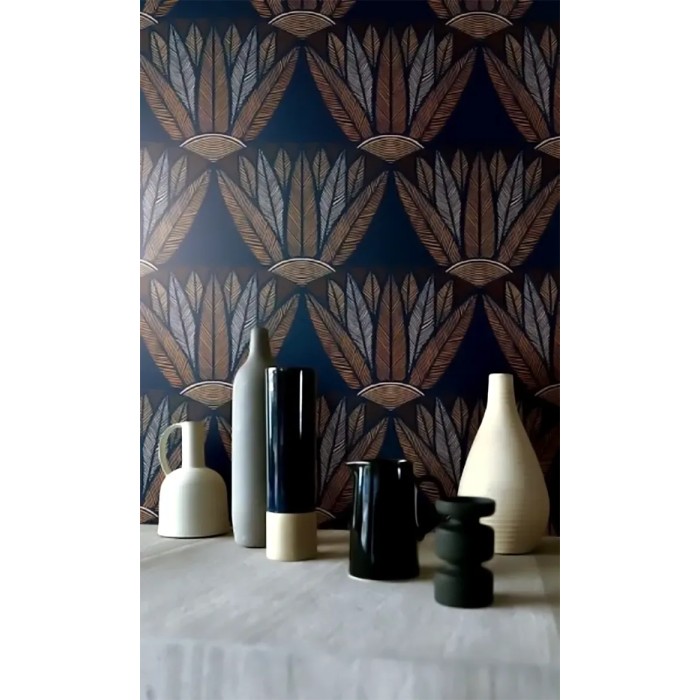 Casamance|Papel pintado flor de loto egipcia azul|Alta Gama