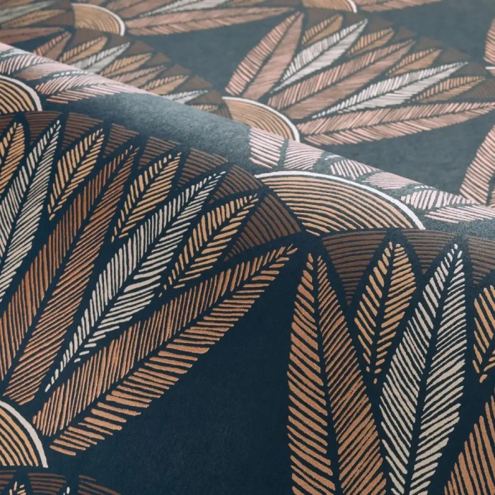 Casamance|Ägyptische Lotustapete blau|Hochwertige